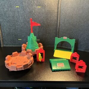 Vintage Playskool Lincoln Logs Castle Fortress Playset Roof Window Mote Lot-1995
